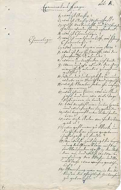 Prüfungsfragen des Generallandesarchivs für und Antworten von Archivpraktikant Ernst Julius Leichtlen (Januar 1814)
