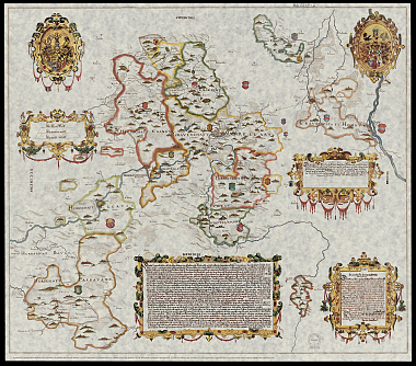 Die Landtafel von Mömpelgard von Schickhardt zeigt auch das Elsass und Württemberg im Jahr 1616.
