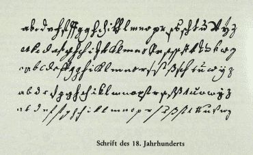 Das Alphabet in der Schrift des 18. Jahrhunderts