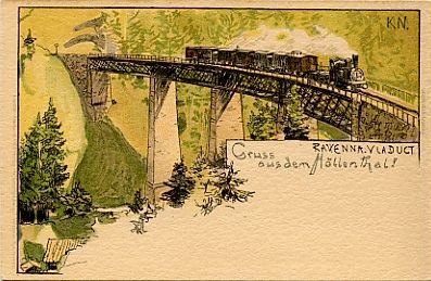 Postkarte Ravenna-Viadukt, Gru� aus dem H�llenthal