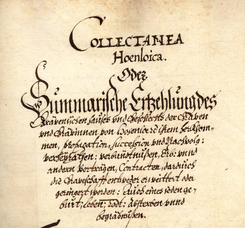 Beginn einer alten hohenlohischen Chronik
