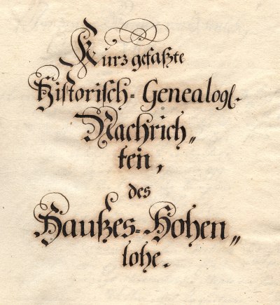 Titel einer hohenlohischen Chronik