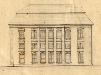 Hoftheatergeb�ude Mitte 19. Jh., gezeichnet von Pabst  