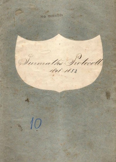 <i>Titelblatt des Turnratsprotokolls in �hringen, 1848-1852.</i> 