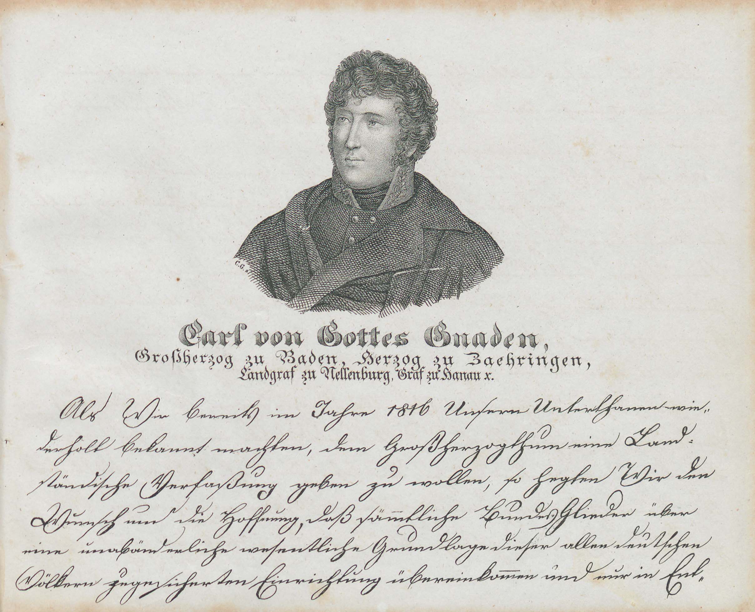 Verfassungspatriotismus: ein Lesebuch mit den von badischen Landtagsabgeordenteten handgeschriebenen 83 Verfassungsartikeln als Identitätsstiftende Lektüre für badische Schüler, 1831; GLA Karlsruhe Cl 123