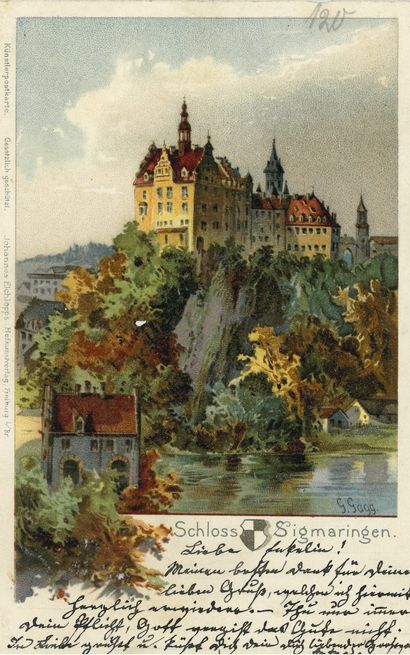 Das Schloss Sigmaringen um 1900. Vorlage: Staatsarchiv Sigmaringen N 1/78 T 1 Nr. 399
