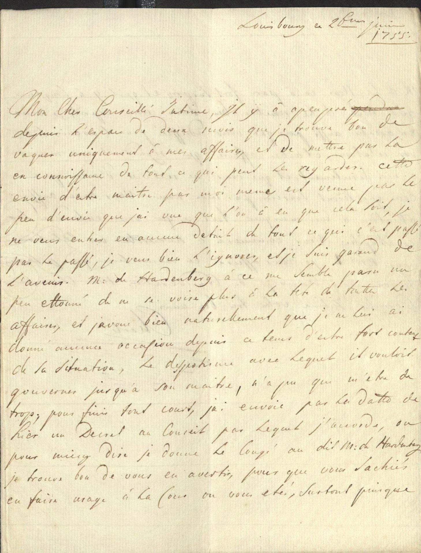 Schreiben Herzog Karl Eugens, 20. Juni 1755, HStAS A 74 Bü 4