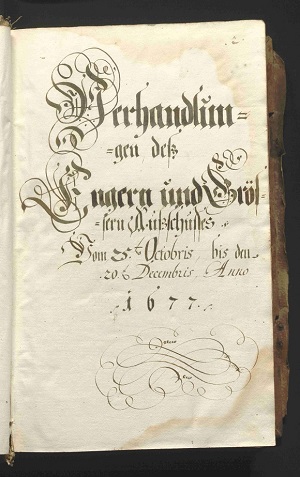 Titelblatt des 111. Protokollbandes der Tomi Actorum