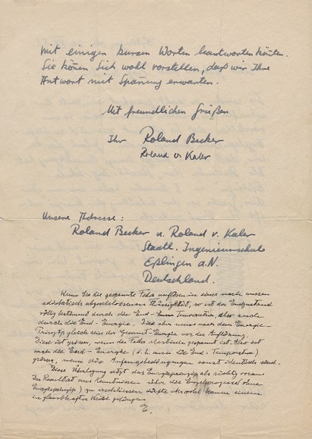 Einstein Brief vorne und hinten