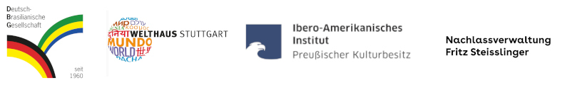 Partnerlogos: Deutsch-Brasilianische-Gesellschaft; 2. Welthaus Stuttgart; 3. Ibero-Amerikanisches Institut; 4. Nachlassverwaltung Fritz Steisslinger