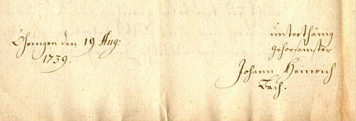 Unterschrift von Johann Heinrich Bach