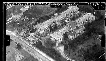 Leutnant Zeh, Luftbild: Krankenhaus Ludwigsburg, 1918