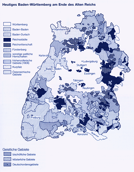 Karte BW am Ende des Alten Reiches