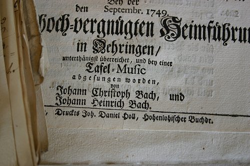 Kantate von 1749 -Nennung der Komponisten