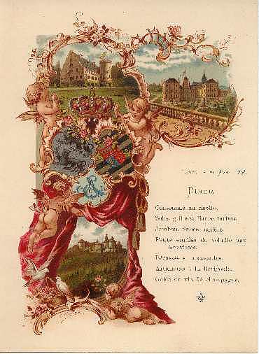 Reich verzierte Menuekarte aus dem Nachlass des Fürsten Ernst