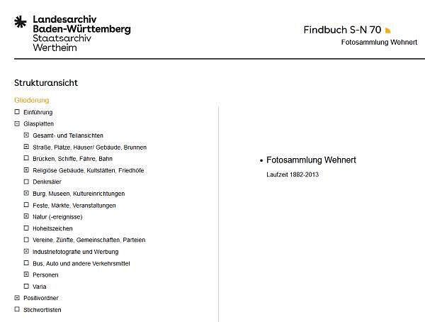 Fotoarchiv Wehnert, Onlinefindmittel (LABW StAWt S-N 70)