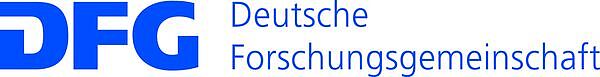 Logo der Deutschen Forschungsgemeinschaft (DFG); blauer Schriftzug. 