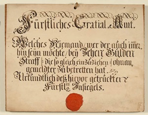 Das Türschild des Herzoglichen Gratialamts