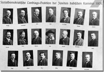 Die SPD-Fraktion im Badischen Landtag 1909
Stadtarchiv Karlsruhe 8/PBS IV 7 Die SPD-Fraktion im Badischen Landtag 1909
Stadtarchiv Karlsruhe 8/PBS IV 7