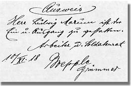 Ausweis des Arbeiter- und Soldatenrates für Ludwig Marum, 
November 1918; Privat
