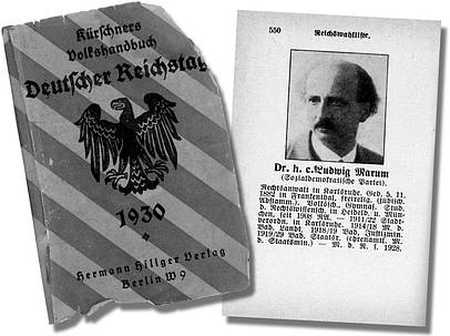 Ludwig Marum, Reichstagshandbuch 1930
Privatbesitz Ludwig Marum, Reichstagshandbuch 1930
Privatbesitz