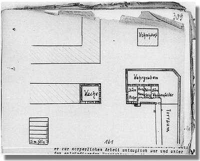 Tatortskizze aus den Gerichtsakten
Generallandesarchiv Karlsruhe 309/4807 Tatortskizze aus den Gerichtsakten
Generallandesarchiv Karlsruhe 309/4807