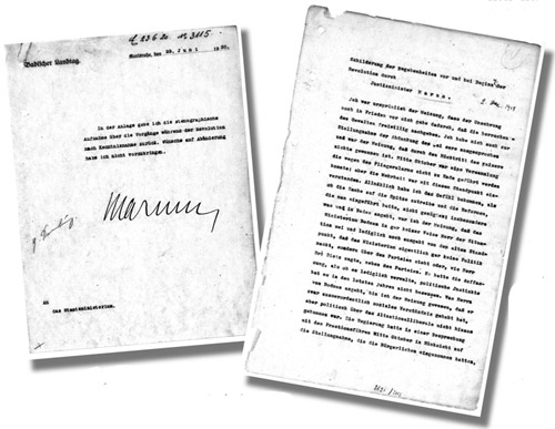 Ludwig Marums Bericht über seine Erlebnisse 1918
Generallandesarchiv Karlsruhe 233/27960 Ludwig Marums Bericht über seine Erlebnisse 1918
Generallandesarchiv Karlsruhe 233/27960